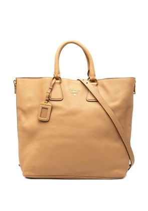 Prada Pre-Owned 2000-2025 Vitello Daino Side Zip Convertible Tote satchel - Brown