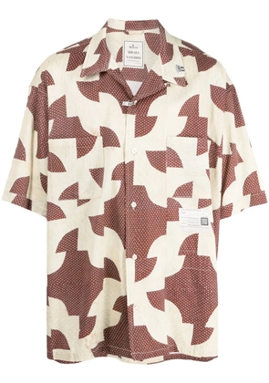 Maison MIHARA YASUHIRO patchwork-pattern cuban-collar shirt - Red