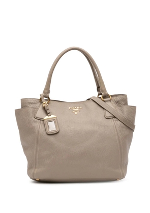 Prada Pre-Owned 2000-2025 Vitello Daino Side Pocket Convertible Tote satchel - Grey