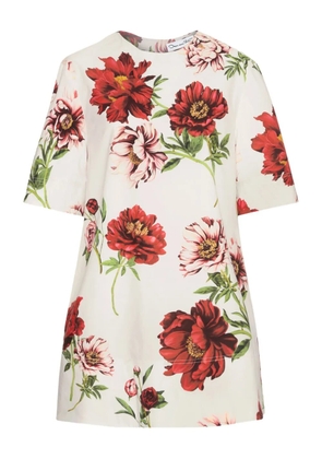 Oscar de la Renta peony-print shift mini dress - White