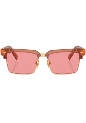 Miu Miu Eyewear logo-lettering square-frame sunglasses - Brown
