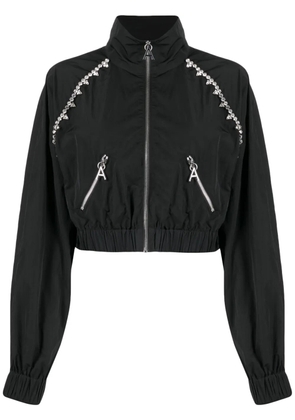 AREA crystal-embellished zip-up jacket - Black