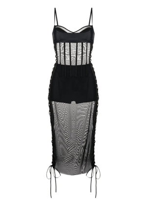 Monse lace-up detail mesh midi dress - Black