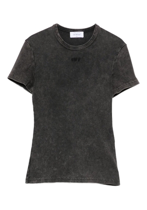 Off-White logo-embroidered T-shirt - Grey