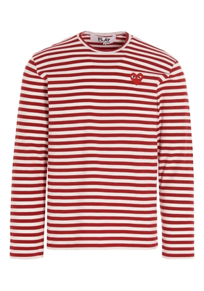 Comme Des Garçons Play striped heart-logo T-shirt - Red