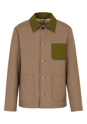 Marni contrast-collar pocket shirt jacket - Brown
