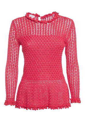 Oscar de la Renta Pre-Owned crochet sheer top - Pink