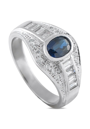 LB Exclusive Platinum diamond sapphire cocktail ring - Silver