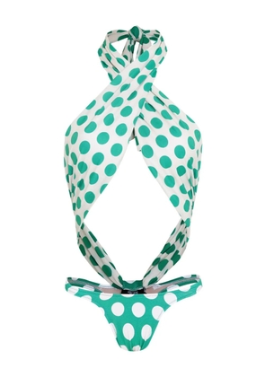 Amir Slama polka-dot swimsuit - Green
