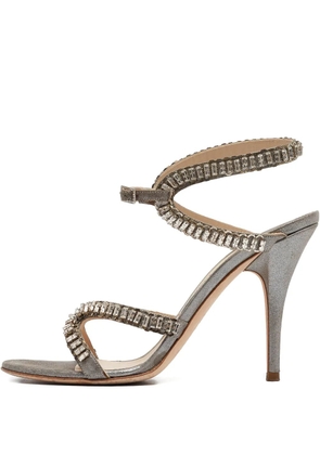 Jimmy Choo Pre-Owned Crystal Buckle Sandals - Silver