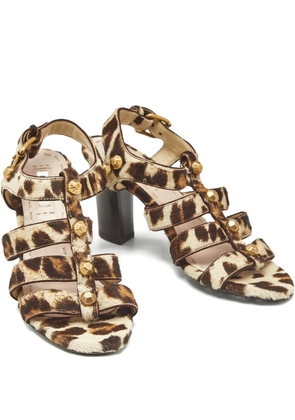 Miu Miu Pre-Owned studded-detail open-toe sandals - Brown