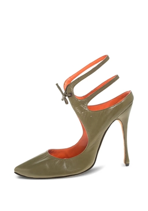 Manolo Blahnik pre-owned 115mm patent leather cut out pumps - Green