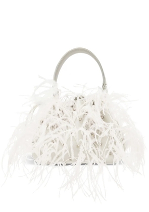 Oscar de la Renta nano O Handle ostrich-feather bag - White
