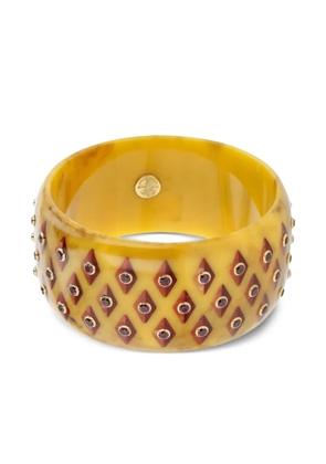 Mark Davis 18K yellow gold Garnet Bakelite bangle