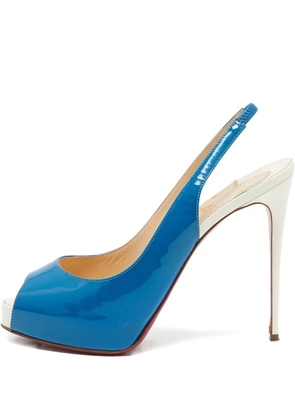 Christian Louboutin Pre-Owned 125mm patent leather slingback heeled sandals - Blue