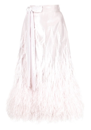 Rochas feather-embellished bow detail skirt - Pink