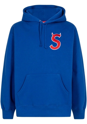 Supreme logo-print cotton hoodie - Blue