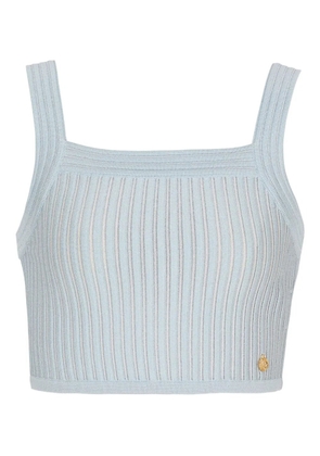 Balmain ribbed square-neck top - Blue