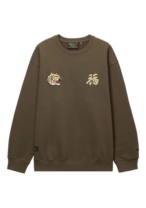 Alpha Industries tiger-embroidered crew-neck sweatshirt - Green