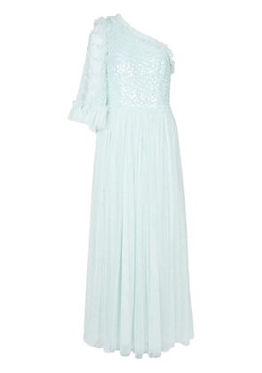 Needle & Thread sequin-embellished one-shoulder dress - Green