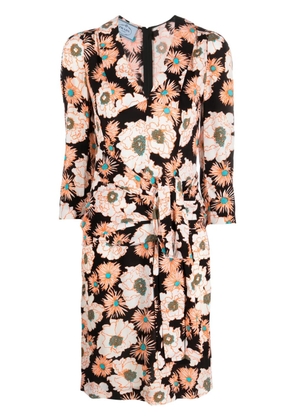 Prada Pre-Owned 2000s floral wrap-around dress - Black