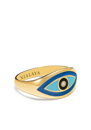 Nialaya Jewelry large Evil Eye ring - Gold
