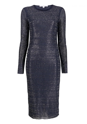 Patrizia Pepe crystal-embellishment semi-sheer dress - Blue