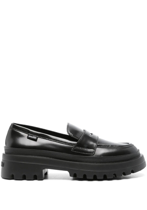 Love Moschino penny slot leather loafers - Black