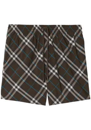 Burberry checked drawstring-waist swim shorts - Green