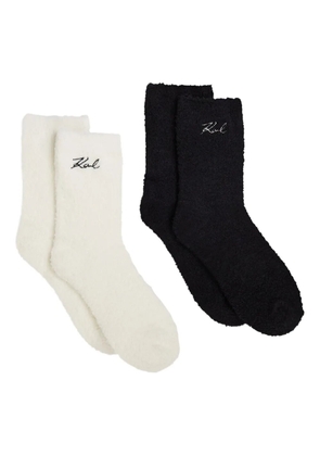 Karl Lagerfeld Signature-embroidered Cosy socks (pack of two) - White