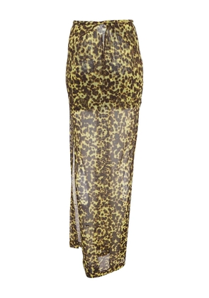 Versace Pre-Owned leopard-print mesh skirt - Yellow