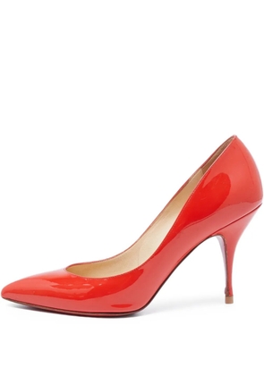 Christian Louboutin Pre-Owned 90mm patent-leather pumps - Orange