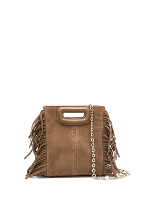 Maje small M fringed suede bag - Brown