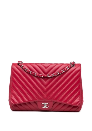 CHANEL Pre-Owned 2009-2010 Maxi Classic Chevron Lambskin Single Flap shoulder bag - Pink