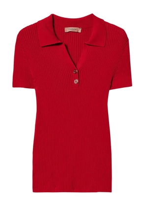TWINSET fine ribbed polo top - Red