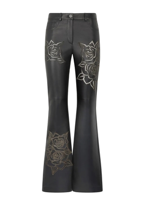 Roberto Cavalli floral-embroidery flared trousers - Black