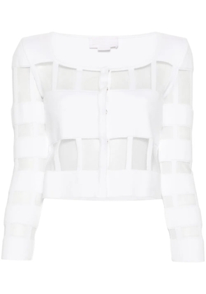 Genny mesh-panelled ribbed cardigan - White