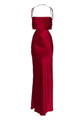 Michelle Mason plunge back silk dress - Red