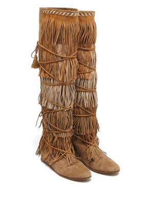 Etro Pre-Owned Glastonbury fringed suede boots - Brown