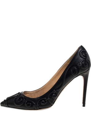 Valentino Garavani Pre-Owned 100mm swirl-pattern leather pumps - Black