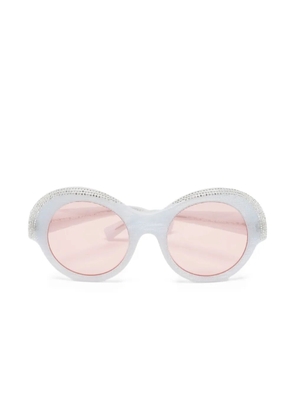 Alexandre Vauthier x Alain Mikli crystal-embellished round-frame sunglasses - Blue