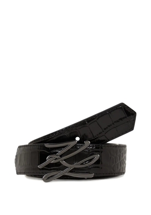 Karl Lagerfeld K/Autograph crocodile-embossed belt - Black