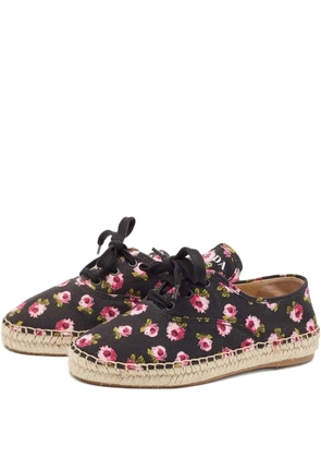 Prada Pre-Owned floral-print espadrilles - Black
