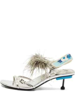 Prada Pre-Owned 60mm feather-embellished sandals - Silver