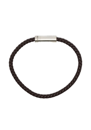 Le Gramme 7G cable leather bracelet - Silver