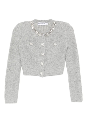 Self-Portrait crystal-embellished cardigan - Grey