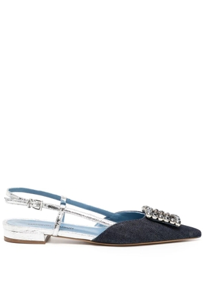 Madison.Maison flat crystal-embellishment slingback pumps - Blue
