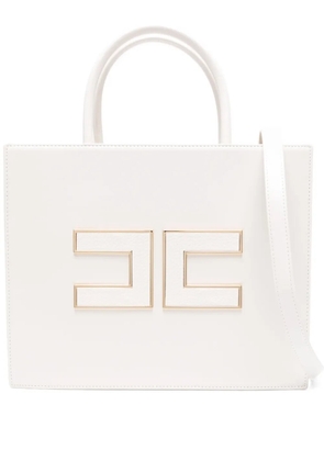 Elisabetta Franchi logo-plaque tote bag - White