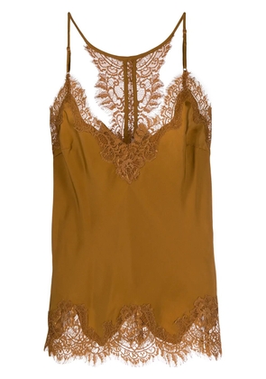 Gold Hawk lace trim slip top - Brown