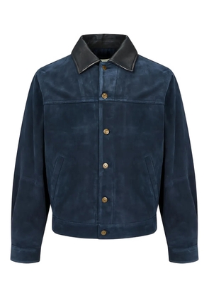 Man On The Boon. contrast-collar suede trucker jacket - Blue